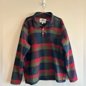 Beautiful JOHN WAYNE Plaid Warm Pullover with suede trim. Size XL